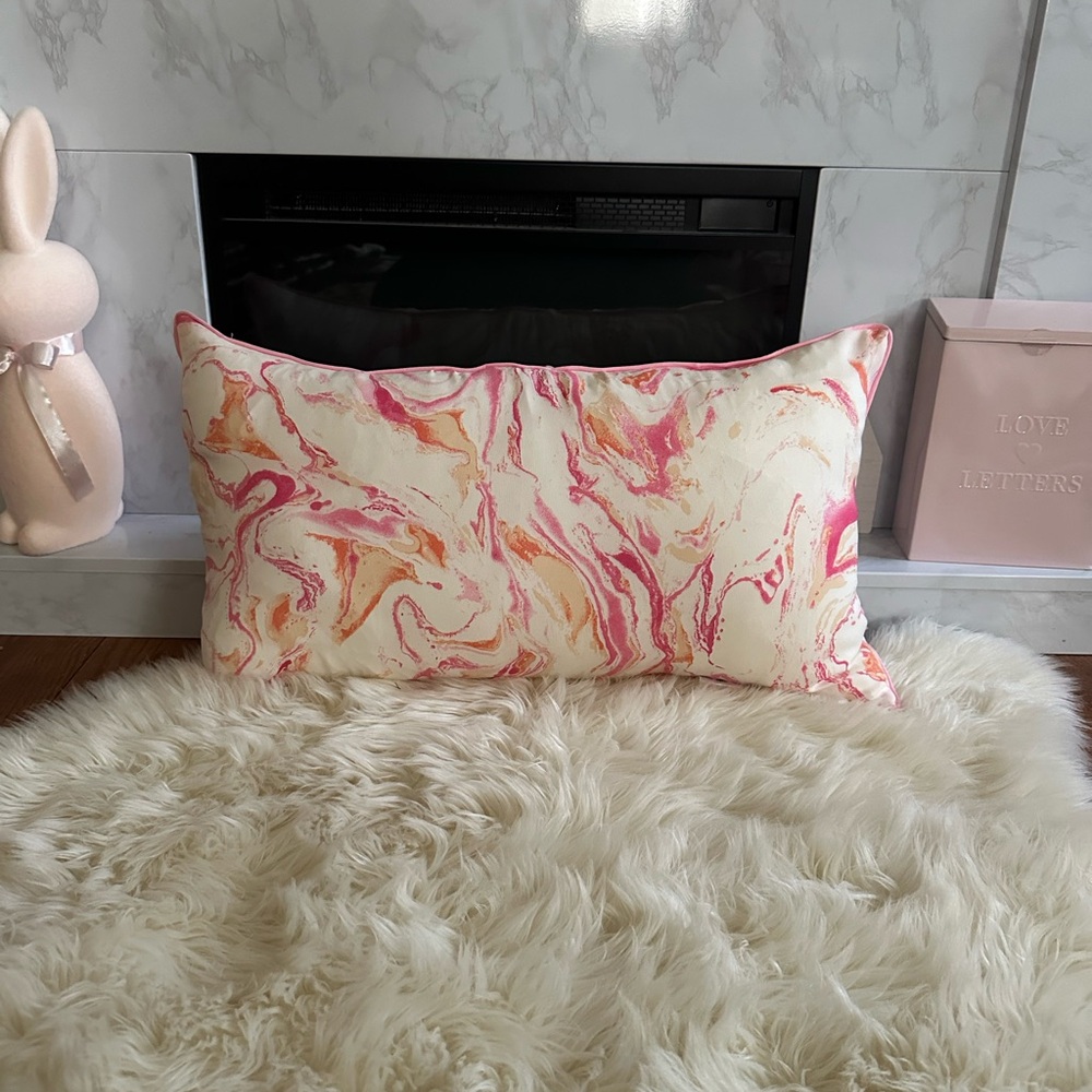 Pink and Orange Marble 14 x 24 Throw Pillow